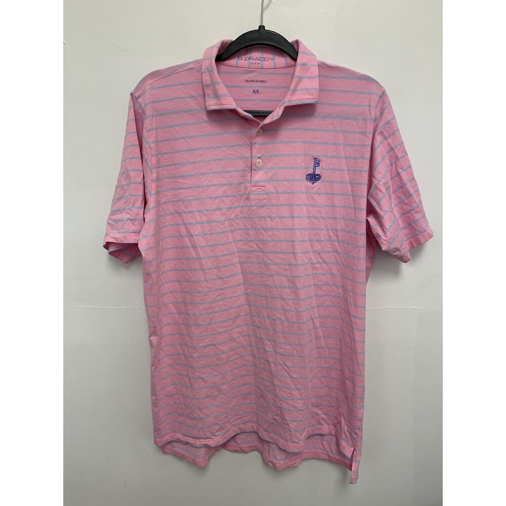 B.Draddy USA Pink Striped Polo Size Medium